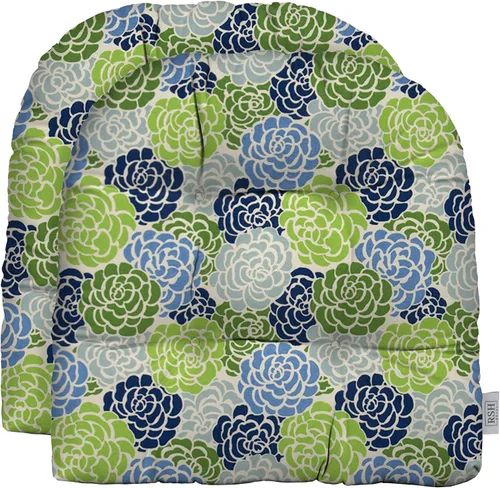 RSH DECOR: Juego de 2 cojines de asiento de mimbre en forma de U con tul | 19” x 19” | Tela hilada para todo tipo de clima | Resistente al agua |
