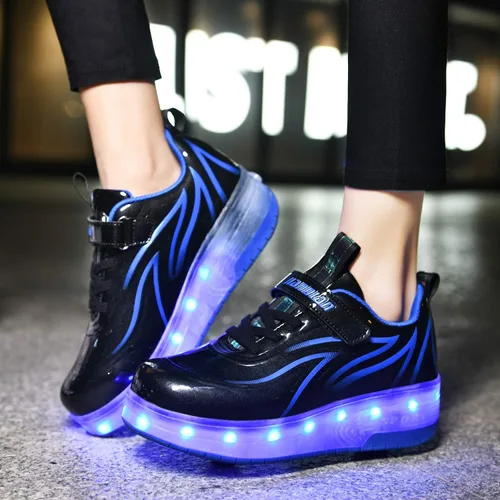 Miniatura 3 de Ufatansy Zapatos de patinaje con luz LED con ruedas, zapatos de rodillo USB Rechargealbe zapatos regalos para niños