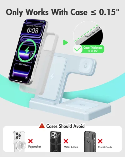 Miniatura 3 de Estación de carga inalámbrica del soporte del cargador: Soporte de cargador 3 en 1, múltiples dispositivos para Apple - iPhone 17 16e 16 15 14 Pro
