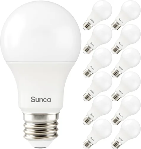 Sunco - Bombillas ámbar para dormir, bloqueo de luz azul, A19 de 9 W (equivalente a 60 vatios), bombillas tenues para lámpara, bombilla cálida de