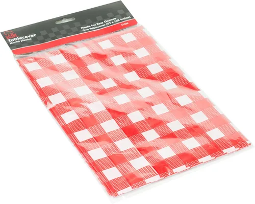Miniatura 2 de Chef Craft Mantel desechable de plástico clásico, 52 x 108 pulgadas, rojo/blanco