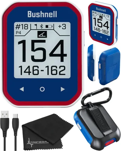 Bushnell Phantom 2 - Telémetro GPS azul con soporte magnético BITE y GreenView con paño de limpieza para lentes Wearable4U Azul+Paño para lentes
