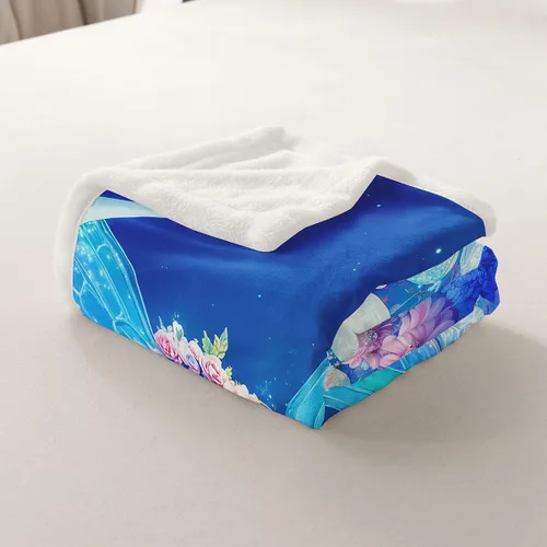 Miniatura 6 de Fairy Fleece Blanket,Romantic Pink Floral Botanical Bed Blankets for Adults Teens,Galaxy Starry 3D Moon Room Decor,Blue Pink Super Soft Flannel