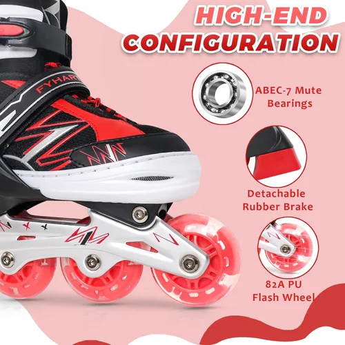 Miniatura 4 de Patines en línea ajustables para niñas y niños principiantes, patines en línea con ruedas iluminadas para niños y jóvenes para deportes