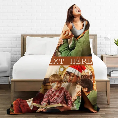 Miniatura 2 de Abybela Manta personalizada con texto fotográfico para regalos de parejas, manta personalizada con imagen, regalos para novio, novia, esposa, Foto-3