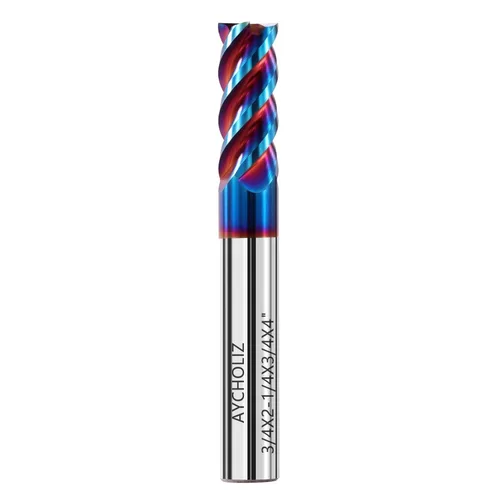Miniatura 12 de Juego de fresas de extremo cuadrado de carburo sólido de 1/2 "65HRC extralarga de 4 pulgadas, cortador de fresado CNC de 4 flautas para acero