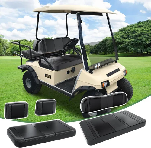 Miniatura 7 de T TGBROS Fundas de asiento de carrito de golf para Yamaha Club Car EZGO Ordinario Cojín de asiento delantero trasero impermeable de cuero de vinilo