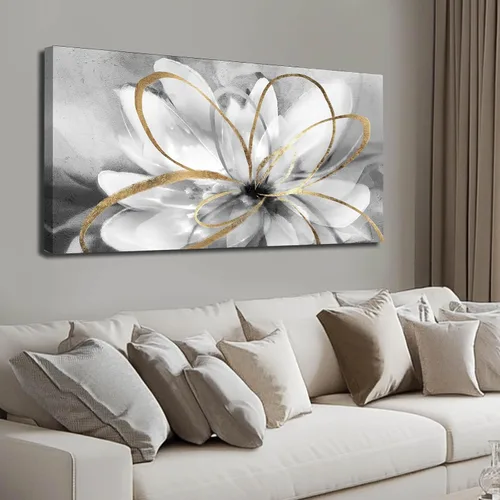Miniatura 13 de SOUGUAN Cuadros de Arte en Blanco y Negro Abstractos Colgantes de Pared Decoración Obra de Arte Moderna 20"X40" Decoraciones de Pared