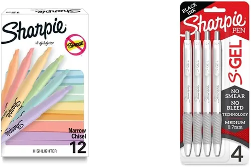SHARPIE Marcadores de bolsillo S-Gel Gel Bolígrafos | Marcadores de punta de cincel pastel suave y bolígrafos de tinta de gel negra sin manchas