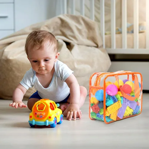 Miniatura 7 de 9 bolsas de almacenamiento de juguetes, bolsa organizadora de juguetes de PVC transparente que incluye 6 bolsas grandes de mano y 3 bolsas medianas