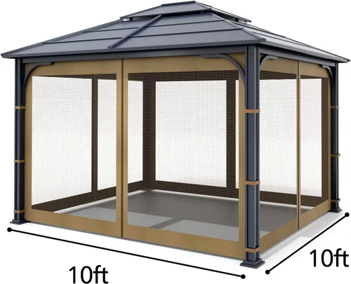 Miniatura 2 de Wonwon Gazebo Mosquitera de Repuesto Universal para Exteriores Toldo de 4 Paneles de Paredes de Malla con Cremallera para Gazebo de 10' x 10