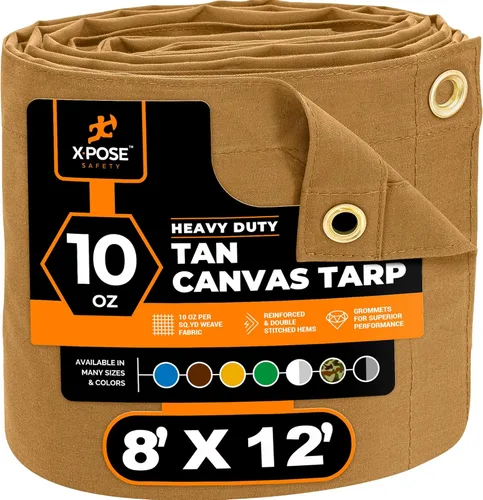 Miniatura 204 de Xpose Safety Lona de Lona - Lonas de Lona Verde de 10oz Resistentes al Agua con Ojales de Latón - Lona Multiusos para Exteriores para Campamento