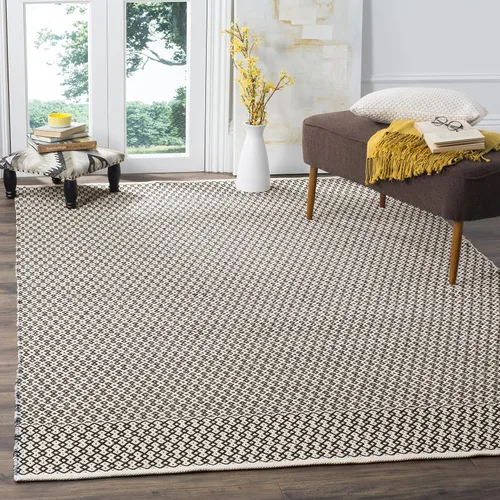 Miniatura 21 de SAFAVIEH Colección Montauk - Alfombra decorativa de 2 pies 3 pulgadas x 4 pies, color marfil y negro, hecha a mano de algodón estilo bohemio rural