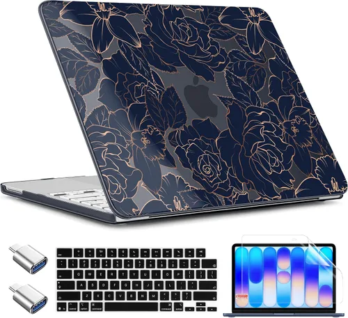 Miniatura 23 de TWOLSKOO Funda para MacBook Neo de 13 pulgadas 2026 A3404 A18 Pro Chip, carcasa rígida de plástico con adaptador tipo C, 2 fundas para cámara web