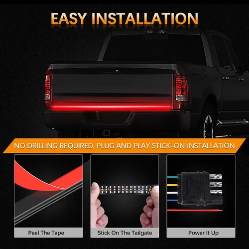 Miniatura 5 de Barra de luz para portón trasero de 48"/49", tira de luz LED de tres filas para portón trasero con luces de freno rojas de circulación, luces