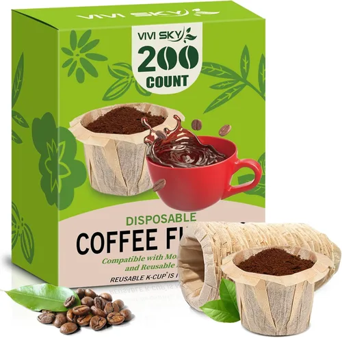 VIVI SKY Filtros de papel de café K cup con tapa, desechables para Keurig, se adapta a todas las marcas de filtros Keurig de una sola porción (color