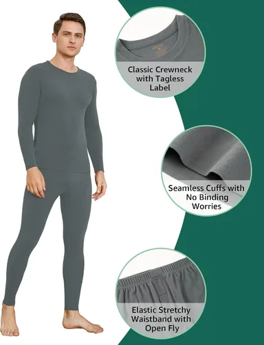 Miniatura 6 de INNERSY Conjunto de ropa interior térmica para hombre, ligero, capa base, pantalones largos para ejercicio de invierno