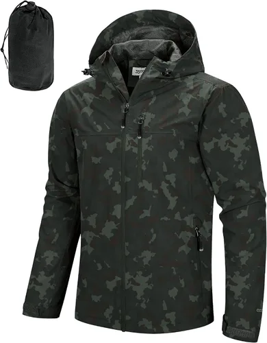 Miniatura 7 de 33,000ft Chaqueta de lluvia plegable para hombre, chaqueta ligera impermeable con capucha, impermeable tipo gabardina para ciclismo