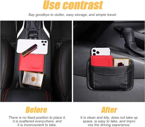 Miniatura 3 de Moly Magnolia Organizador de bolsillo lateral para asiento de automóvil, bolsa de almacenamiento de piel sintética con bandera estadounidense