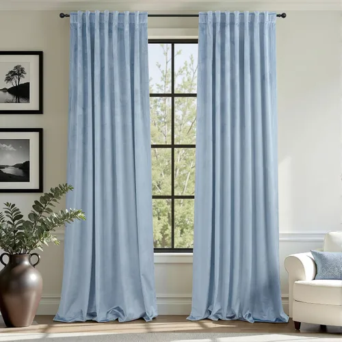 Miniatura 16 de Cortinas de terciopelo opacas para oscurecer la habitación de 63 pulgadas de largo para sala de estar, comedor, 2 paneles, privacidad pesada
