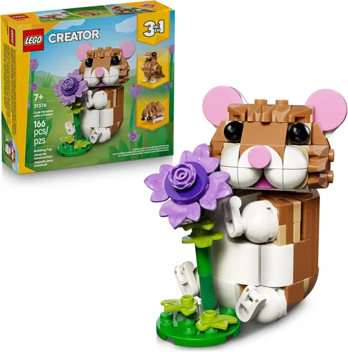 LEGO Creator 31376 - Lindo hámster 3 en 1 con un juguete de construcción de flores para niñas y niños, a partir de 7 años. Los niños construyen una