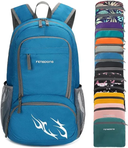 Miniatura 17 de FENGDONG mochila ligera plegable impermeable de 35L, mochila de senderismo pequeña para viajes, para hombres y mujeres