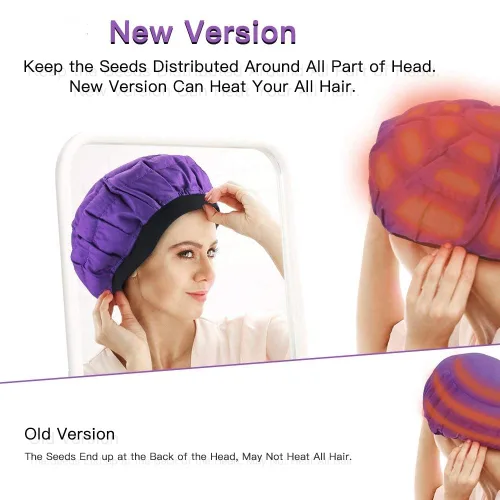 Miniatura 3 de Beautybaby - Gorro térmico inalámbrico de acondicionamiento profundo, tratamiento para microondas, para cabello rizado de spa, 100% algodón natural