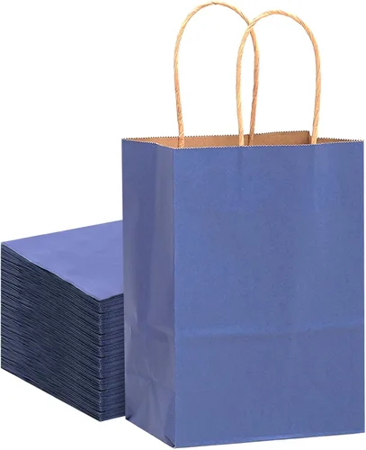 Miniatura 16 de qiqee Bolsas grandes de papel kraft con asas de 13 x 10 x 5 pulgadas, 32 bolsas de papel de regalo, bolsas de color sólido rosa brillante