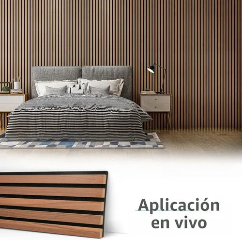 Miniatura 8 de Art3d 4 paneles acústicos de listones de 107 x 8 pulgadas para pared y techo, panel de absorción de sonido acanalado 3D con acabado de madera, nogal