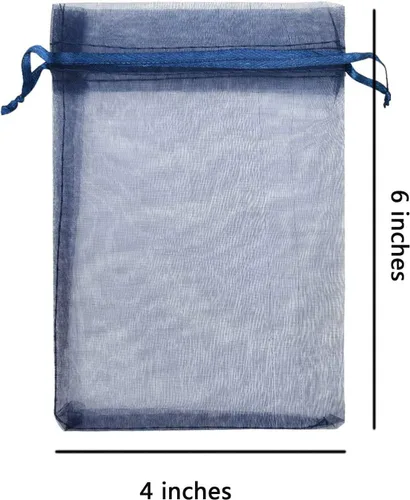 Miniatura 4 de Bolsas de Regalo de Organza 100 Piezas con Cordón 4x6 pulgadas Azul Marino para Baby Shower, Cumpleaños de Niña, Recuerdos de Fiesta, Boda