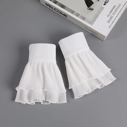 Miniatura 4 de Elegtiskas Puños de muñeca desmontables, camisa desmontable con cuerno, puños falsos para mujeres y niñas, Blanco