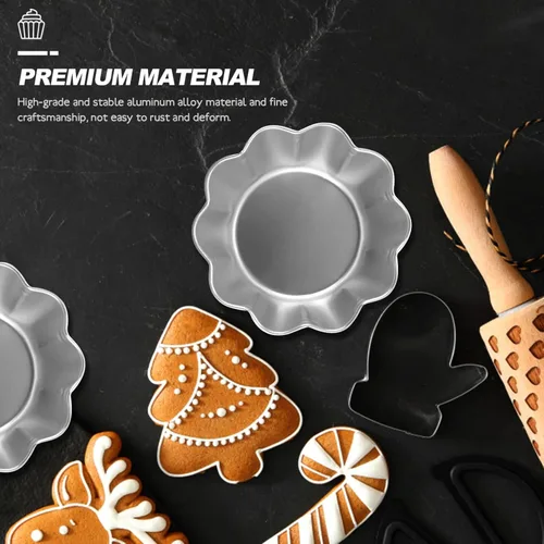 Miniatura 5 de SHERCHPRY 6 moldes de aluminio para tarta de huevo, latas de tarta pequeñas, moldes para cupcakes, moldes para pudín para hornear en casa estilo4
