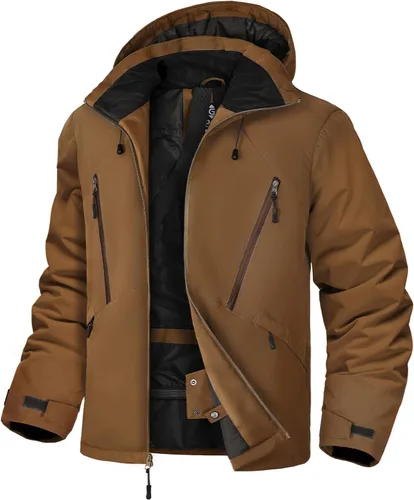 Miniatura 9 de GEMYSE Chaqueta de esquí para hombre, abrigo de nieve de invierno, impermeable, con capucha, aislante, resistente al viento, parka con múltiples