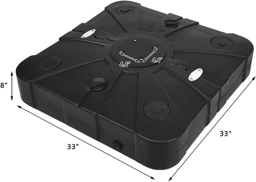 Miniatura 5 de Tangkula Base de sombrilla de patio con ruedas, peso relleno de arena húmeda de 260 libras, placa base cuadrada resistente para sombrilla con barra