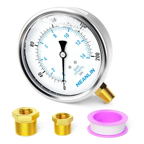 Miniatura 83 de MEANLIN MEASURE - Manómetro de acero inoxidable, relleno de líquido, esfera con cara de 2.5 pulgadas, NPT de 1/4 de pulgada, agua, aceite y gas