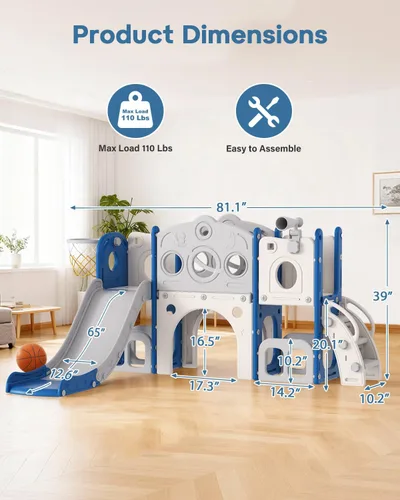 Miniatura 6 de Juego de tobogán Babytronic para niños pequeños, 8 en 1, tobogán para interiores y exteriores para niños de 1 a 3 años, juego para niños pequeños