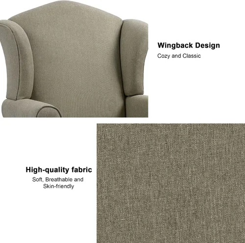 Miniatura 3 de Silla decorativa, sillón tapizado con respaldo alto con esponja de alta resistencia y patas de madera, sillas individuales modernas y cómodas de Un