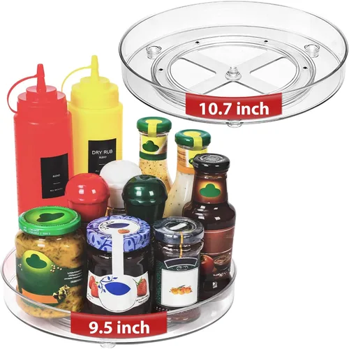 Miniatura 9 de Optish Paquete de 4 organizadores Lazy Susan, tocadiscos Lazy Susan de 9.5 pulgadas para gabinete, organizador de refrigerador para organizadores