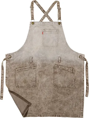 Miniatura 12 de Delantal de Chef de Mezclilla para Mujeres con Bolsillos, Delantal de Cocina de Camarera de Jean para Hombres para Cocinar Jardinería Pintura