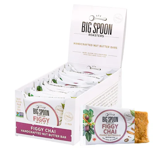 Big Spoon Roasters Figgy Chai - Barras de mantequilla de nueces, barras bajas en carbohidratos y altas en proteínas con proteína de guisante sin