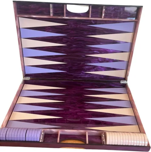 Miniatura 4 de Lucite - Juego de backgammon acrílico de 18 pulgadas, tablero y piezas prémium (negro/rojo)