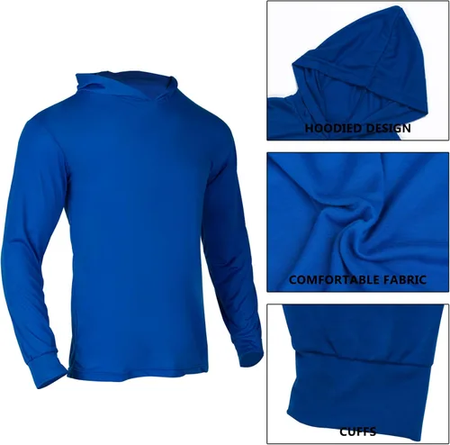 Miniatura 6 de VENDACE Camisas de manga larga de seguridad de alta visibilidad para hombre, paquete de 3 camisas de trabajo de construcción Hi Vis con capucha Con