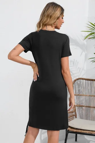 Miniatura 4 de Sosolism 4 in 1 Women's Maternity Nursing Dress for Breastfeeding Short Sleeve Side Drawstring Top