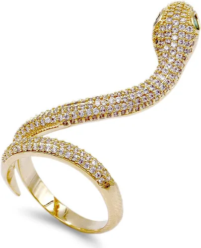 Miniatura 2 de Lavencious Anillos ajustables de serpiente con diseño de piedras AAA CZ Declaración Anillos de cóctel para mujer, Cristal, circonita