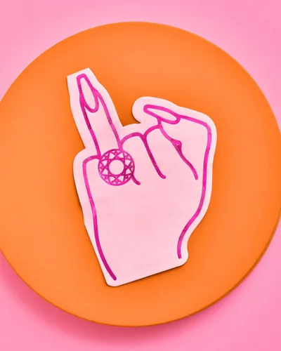 Miniatura 4 de xo, Fetti Servilletas de dedo con anillo para despedida de soltera, 25 unidades, oro rosa + servilletas de cóctel de 3 capas rosa, decoraciones
