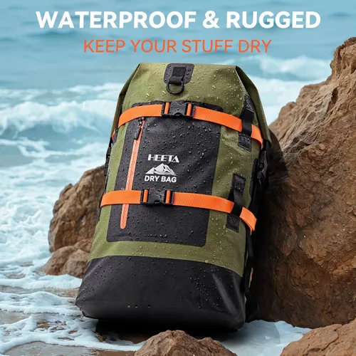 Miniatura 2 de HEETA - Bolsas secas impermeables para hombres y mujeres, mochila de 40 L, con parte superior enrollable, mochila de senderismo resistente para Verde