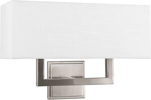Kira Home Haven - Lámpara de pared moderna de 16 pulgadas, 2 luces + pantalla rectangular de tela blanca, acabado de níquel cepillado