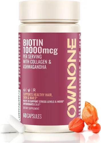 Biotin 10000mcg, apoya el cabello, la piel y las uñas saludables suplemento vitamínico, ayuda a equilibrar los niveles de estrés y el estado de