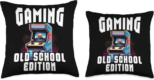 Miniatura 3 de Retro Vintage 80s Arcade Nostalgia Pixel Art Video Games Throw Pillow