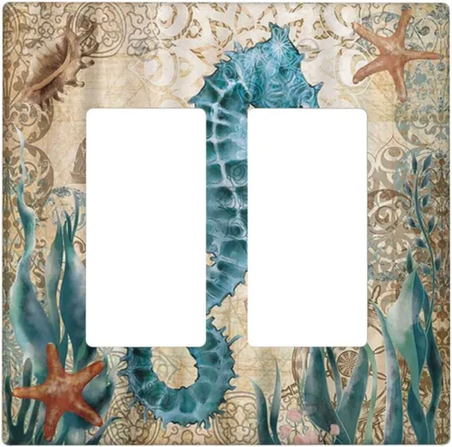 Miniatura 98 de Cubiertas de Interruptor de Luz Artísticas de Cuádruple Palanca con Hojas Tropicales Florales Boho, Flores Bohemias Decorativas Botánicas, Placas